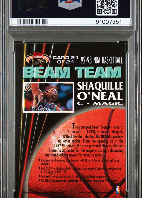 1992 Stadium Club Beam Team Shaquille O'Neal #21 PSA 5