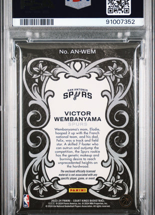 2023 Panini Court Kings Art Nouveau Relic Victor Wembanyama #ANWEM PSA 7