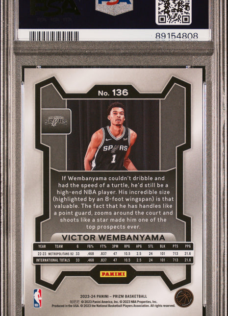 2023 Panini Prizm Victor Wembanyama #136 PSA 10